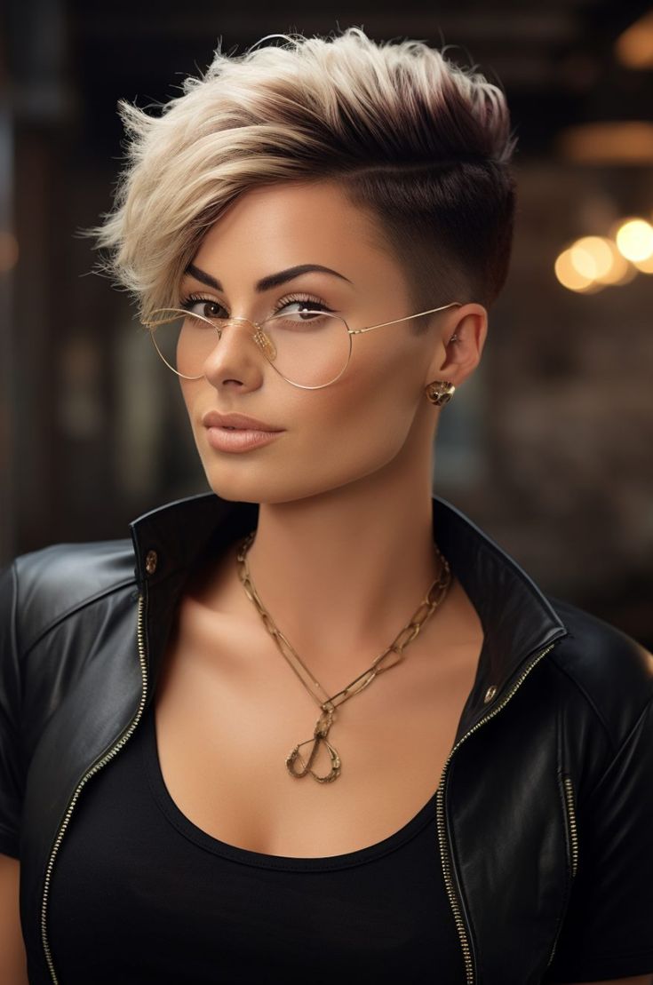 Pixie corte de cabelo lateral raspada